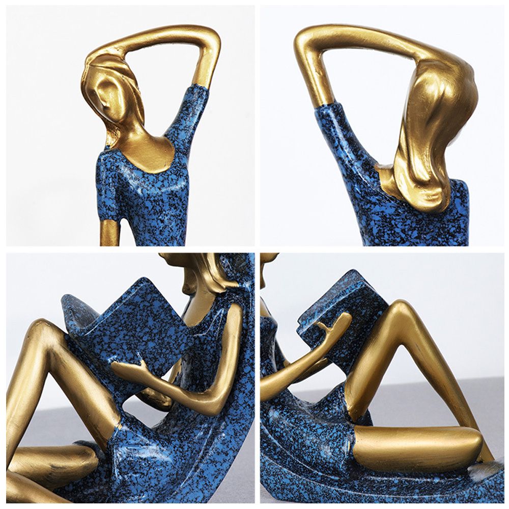 2PCS Yoga Girl Figurine Reading Girl Statue Ornament For