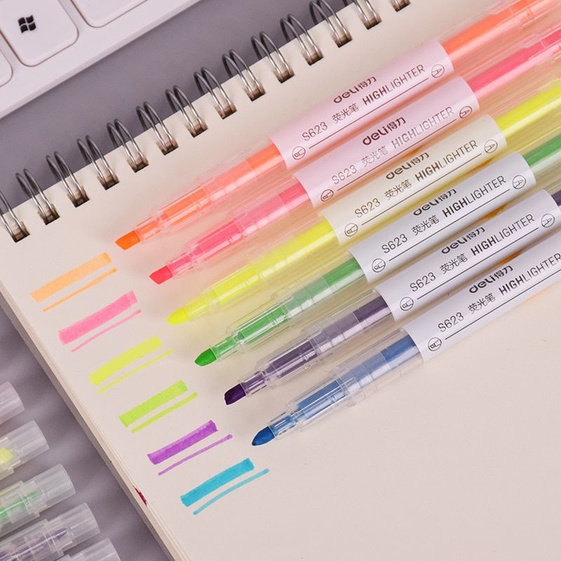 1 Pcs Lot New Double 6 Colors Highlighter Pen Copic Marker