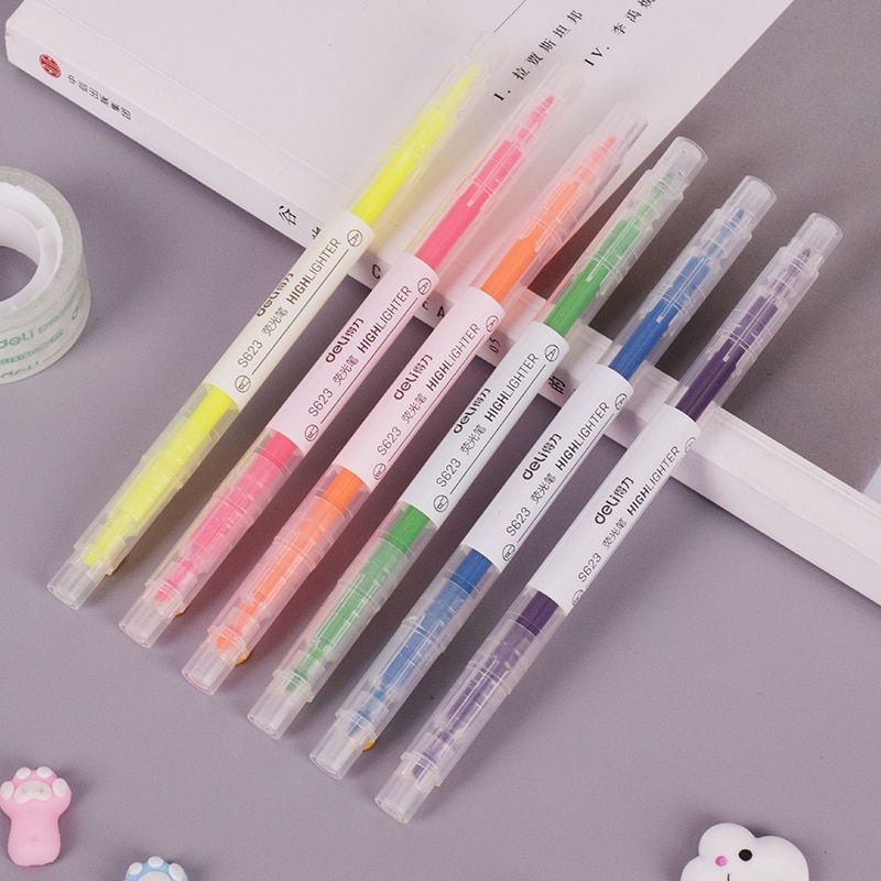 1 Pcs Lot New Double 6 Colors Highlighter Pen Copic Marker