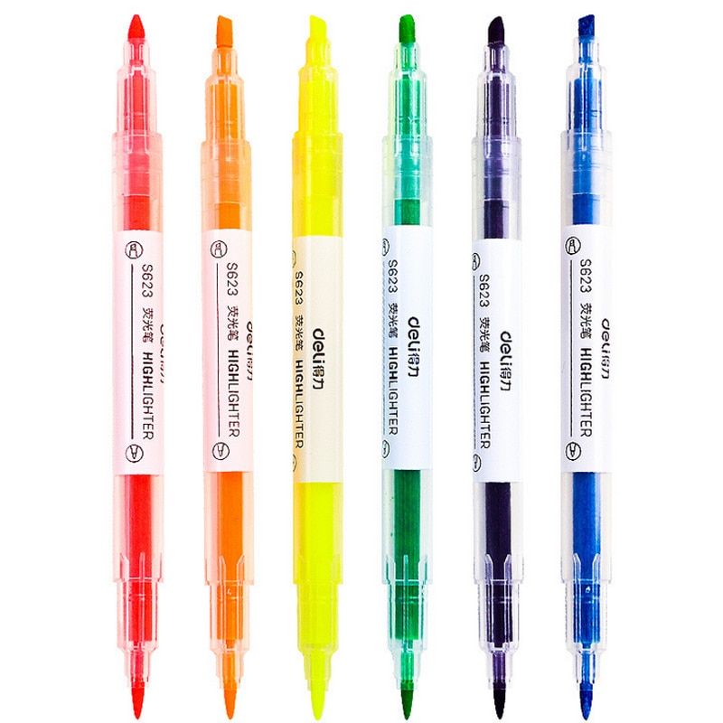 1 Pcs Lot New Double 6 Colors Highlighter Pen Copic Marker