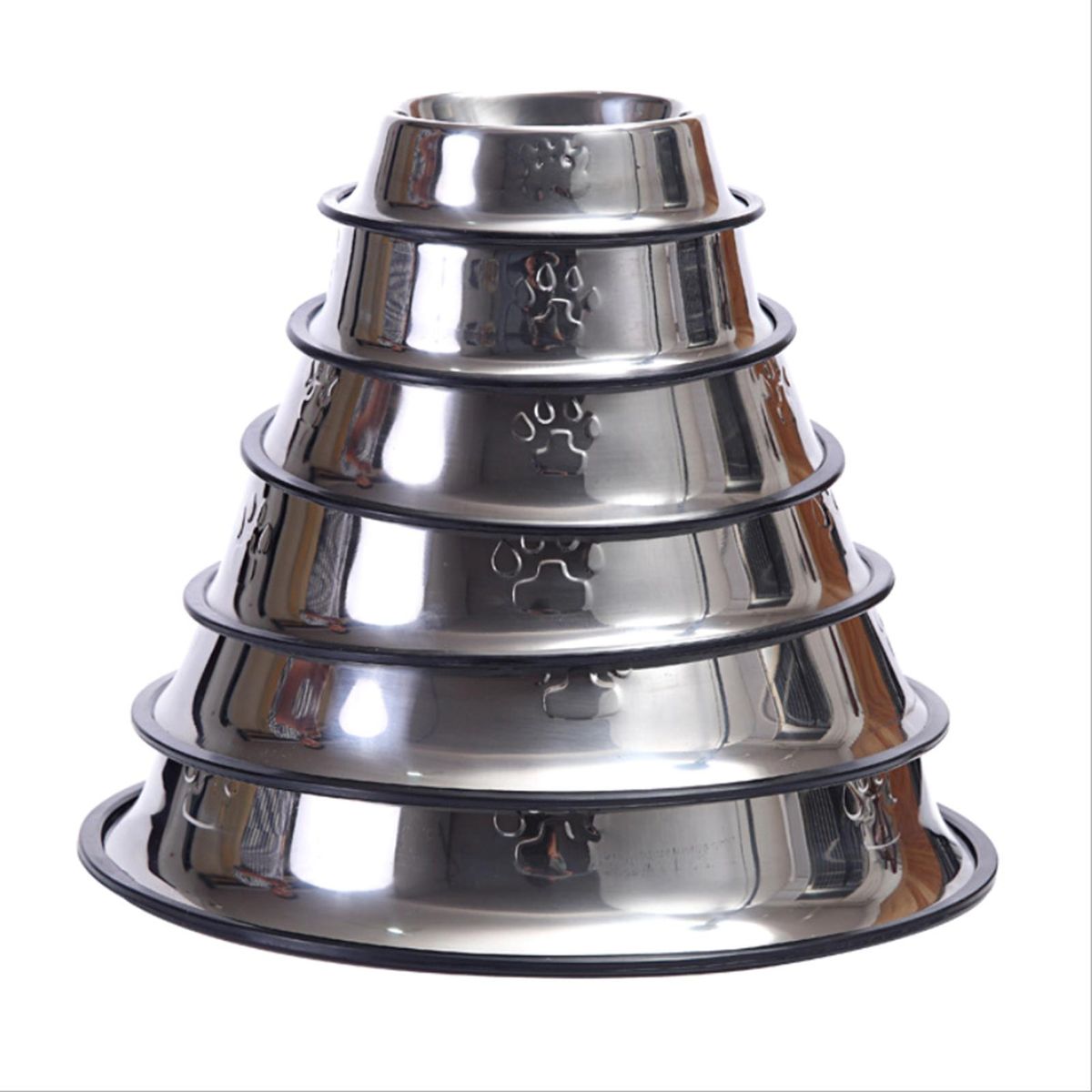1Pc Practical Pet Feeding Bowls Dog & Cats Universal Non-Skid Stainless Steel Food Bowls