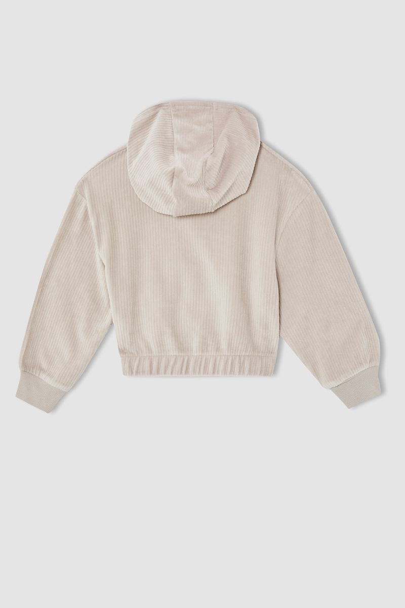 Girl - Relax Fit Hooded Knitted Sweat Shirt - Grey