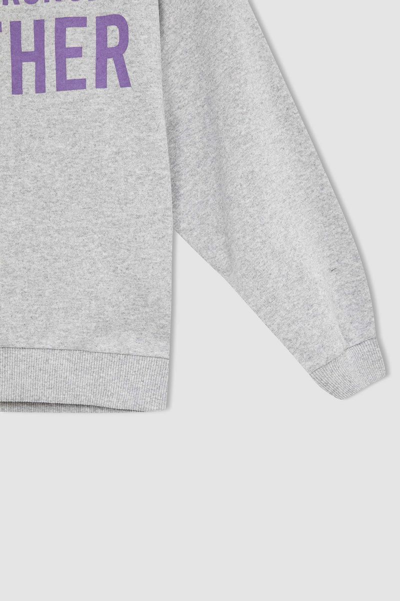 Girl Knitted Regular Fit Crew Neck Sweat Shirt - Grey