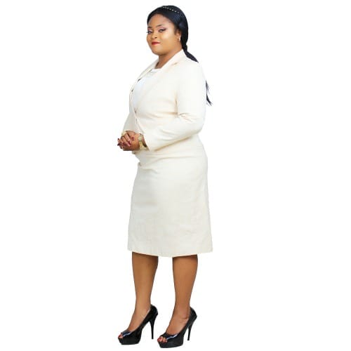 Ladies Floral Patterned Notch Lapel 3-piece Skirt Suit - Cream - Lss-4910