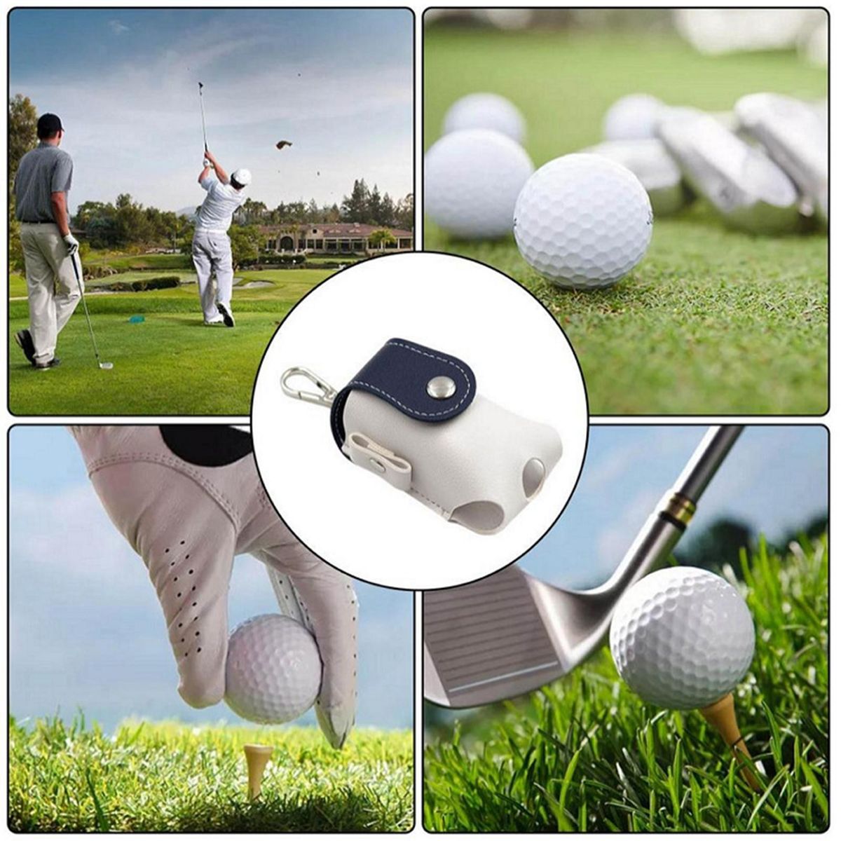 Golf Pouch Hang on Waist Golf Ball Storage Pouch Blue