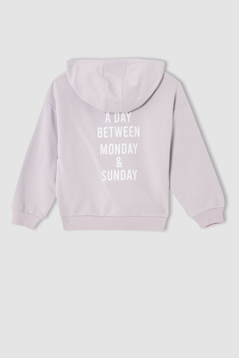 Girl - Relax Fit Hooded Knitted Sweat Shirt - Purple