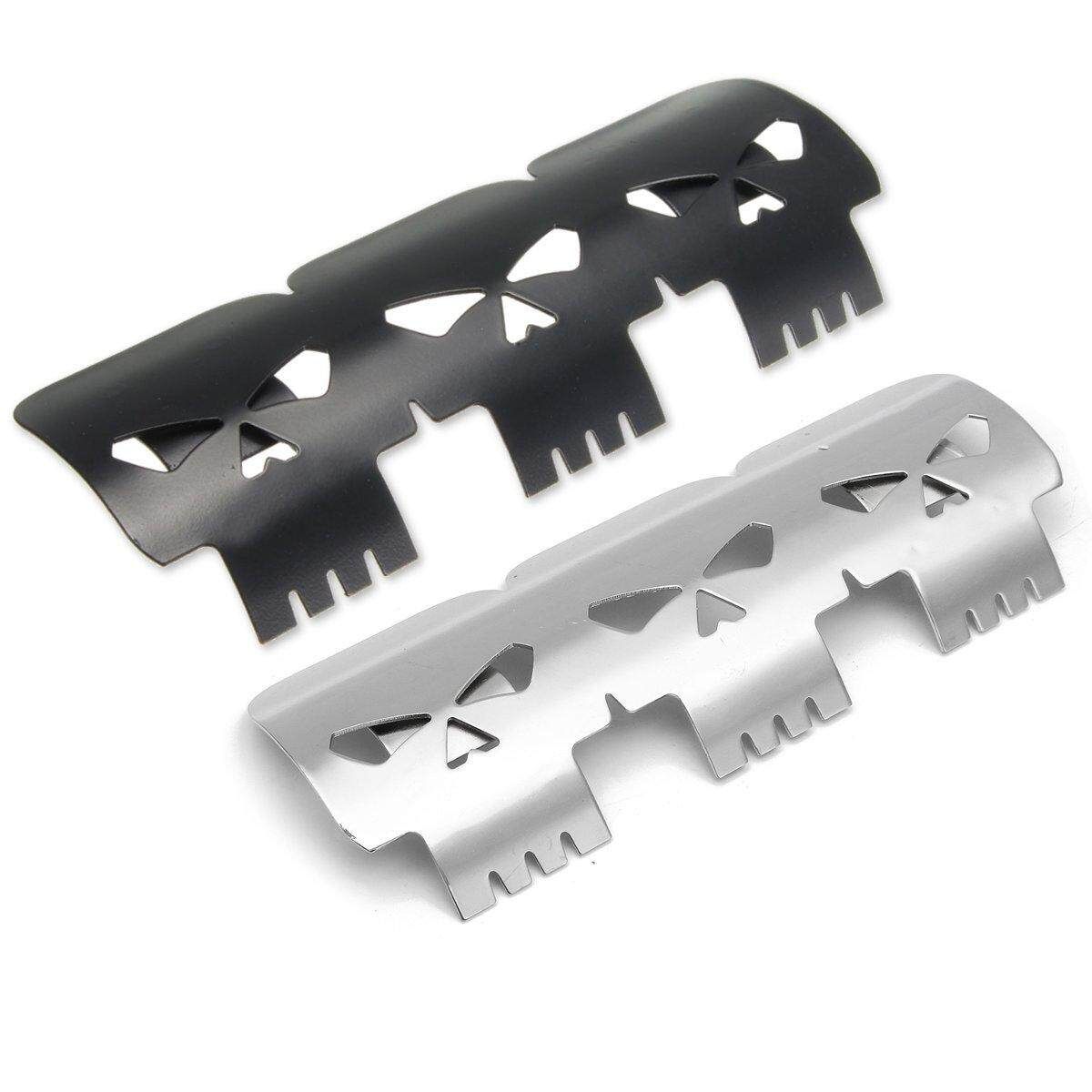 7 1/4'' New Skull Style Universal Exhaust Muffler Pipe Heat Shield Cover Chrome