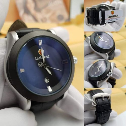 Glamorous Modern Water Resistance No Fading Black Leather Wristwatch