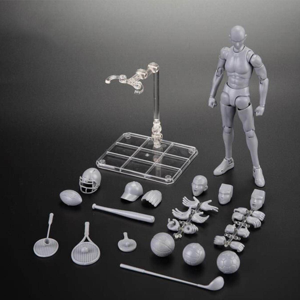 15cm Sports/Shooting PVC Mannequin Movable Joint Male/ Female Action Figure -- Male / Female & Sports / Shooting B Male Grey Ball Games