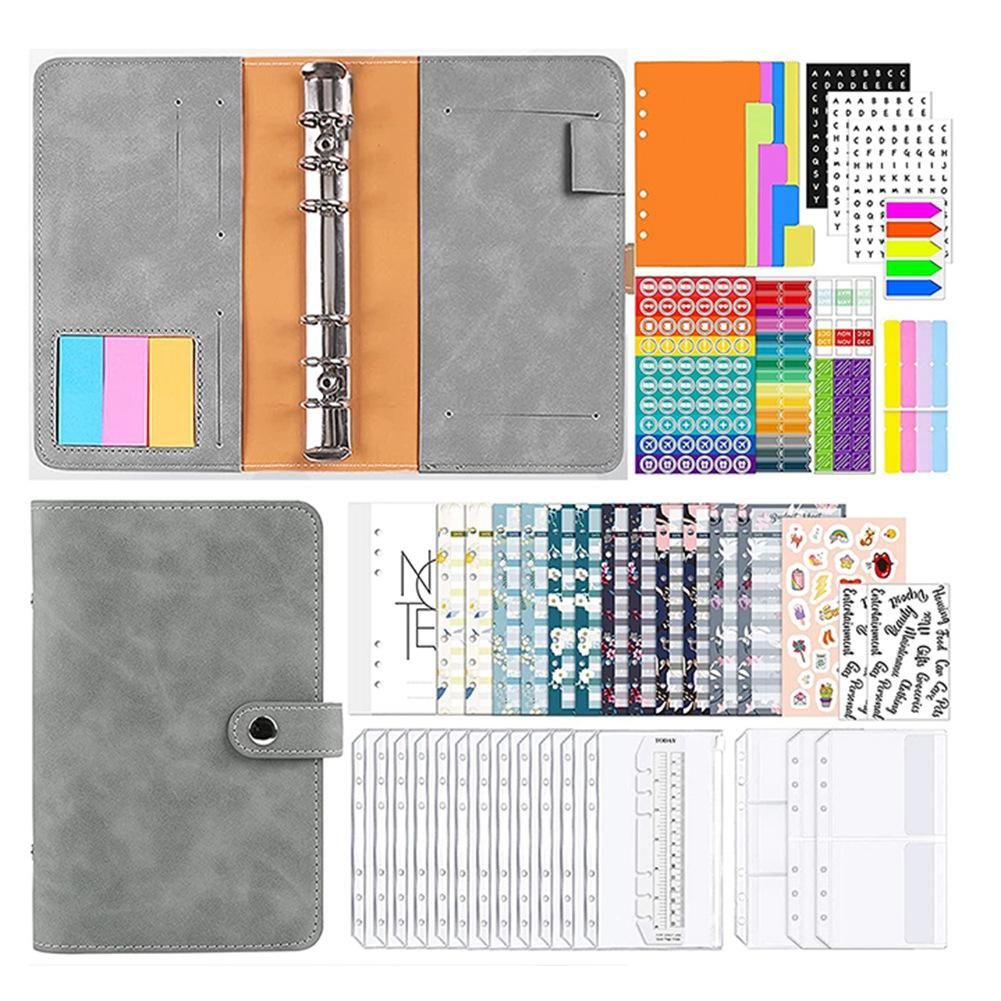 Budget Planner, PU Binder, A6 Budget Binder, with 12 Budgeting Money Envelopes, 12 Budget Sheets, Labels and 1 Ruler B