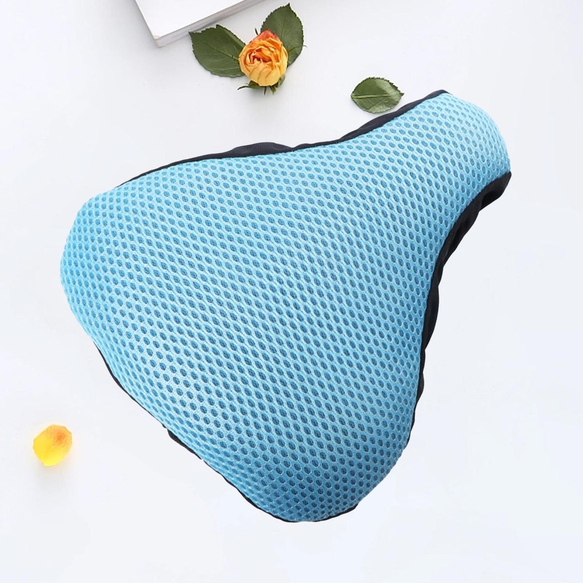 Breathable 3d Honeycomb Mesh Bike Seat Cover Ergonomic for Universal Light Blue
