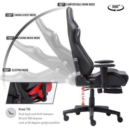 Gaming Chair With Footrest And Lumbar Support
