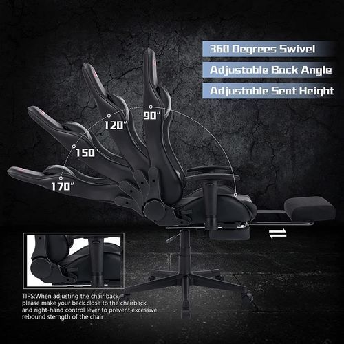 Gaming Chair With Footrest And Lumbar Support