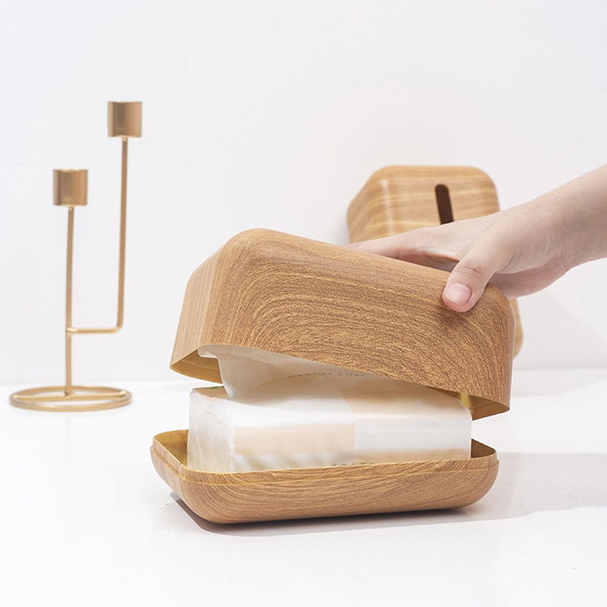 Tissue Storage Box Toilet Paper Case Household Supplies Wooden Color