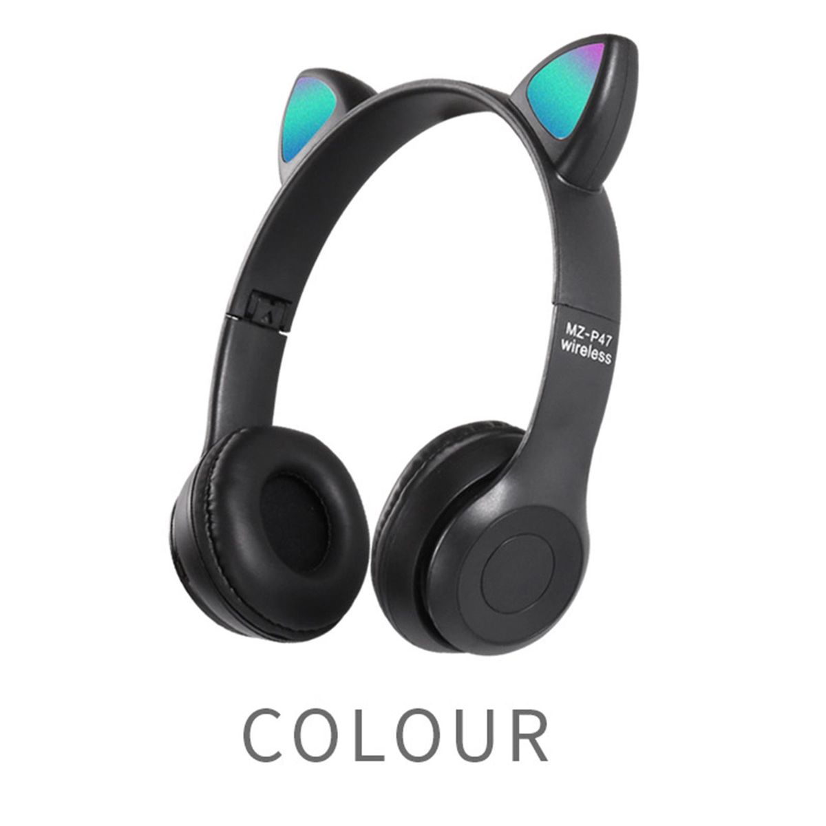 Cat Ears Wireless Headset Stereo Cute Noise Cancellation For Black