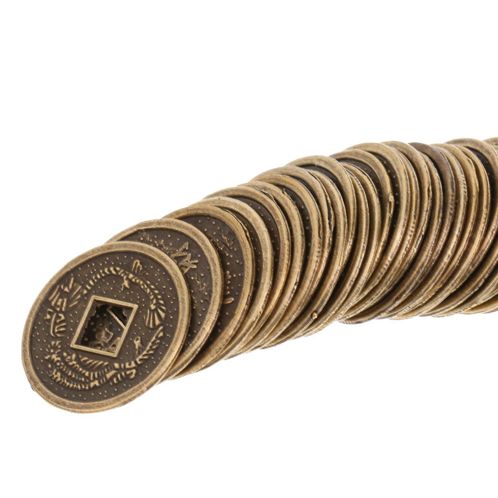 Alloy Feng Shui I Ching Money Coins Good Fortune Home Accessory Set Of