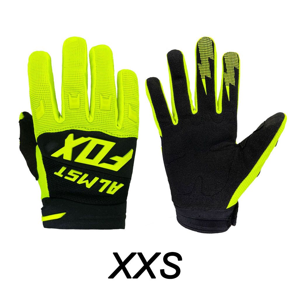 Age 6-12 Years Old Kids Full Finger MX De Riding Bicycle Gloves Racing Motocross Guantes Mountain Motorcycle Children Gloves Fluorescent
