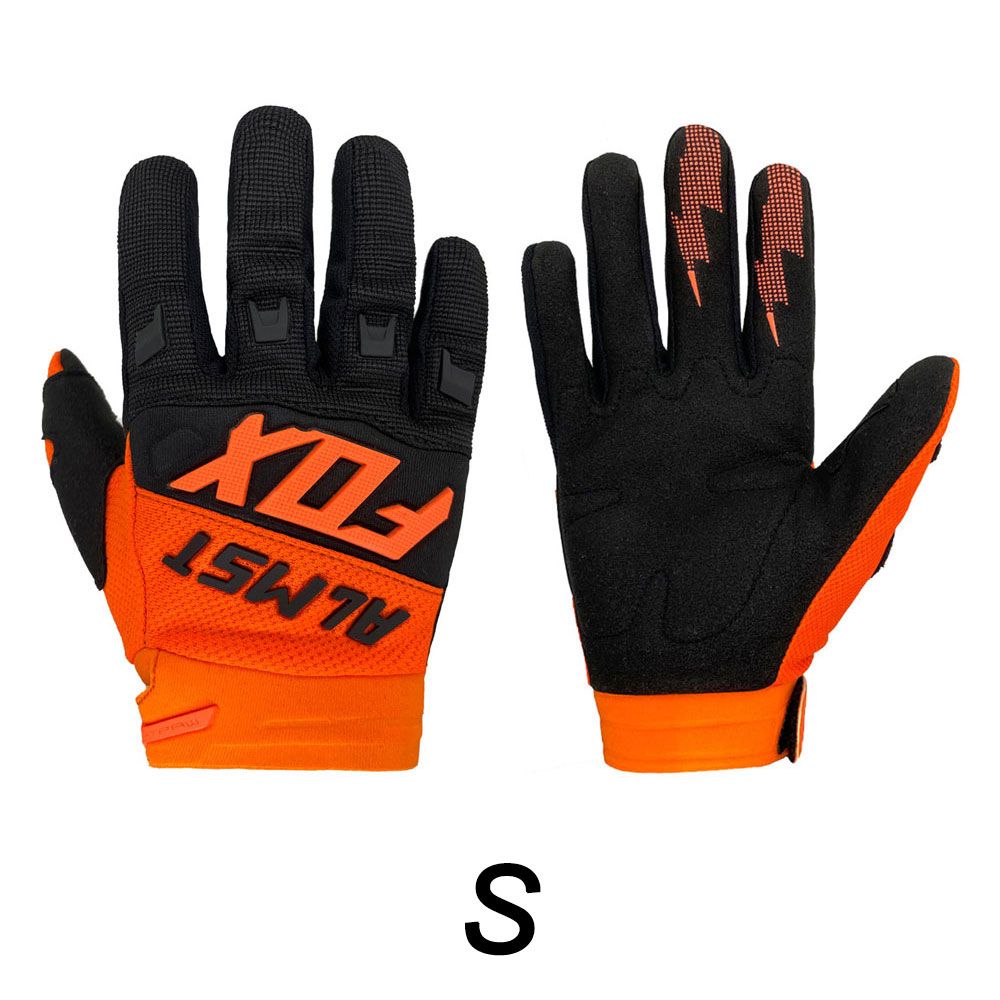 Age 6-12 Years Old Kids Full Finger MX De Riding Bicycle Gloves Racing Motocross Guantes Mountain Motorcycle Children Gloves Orange