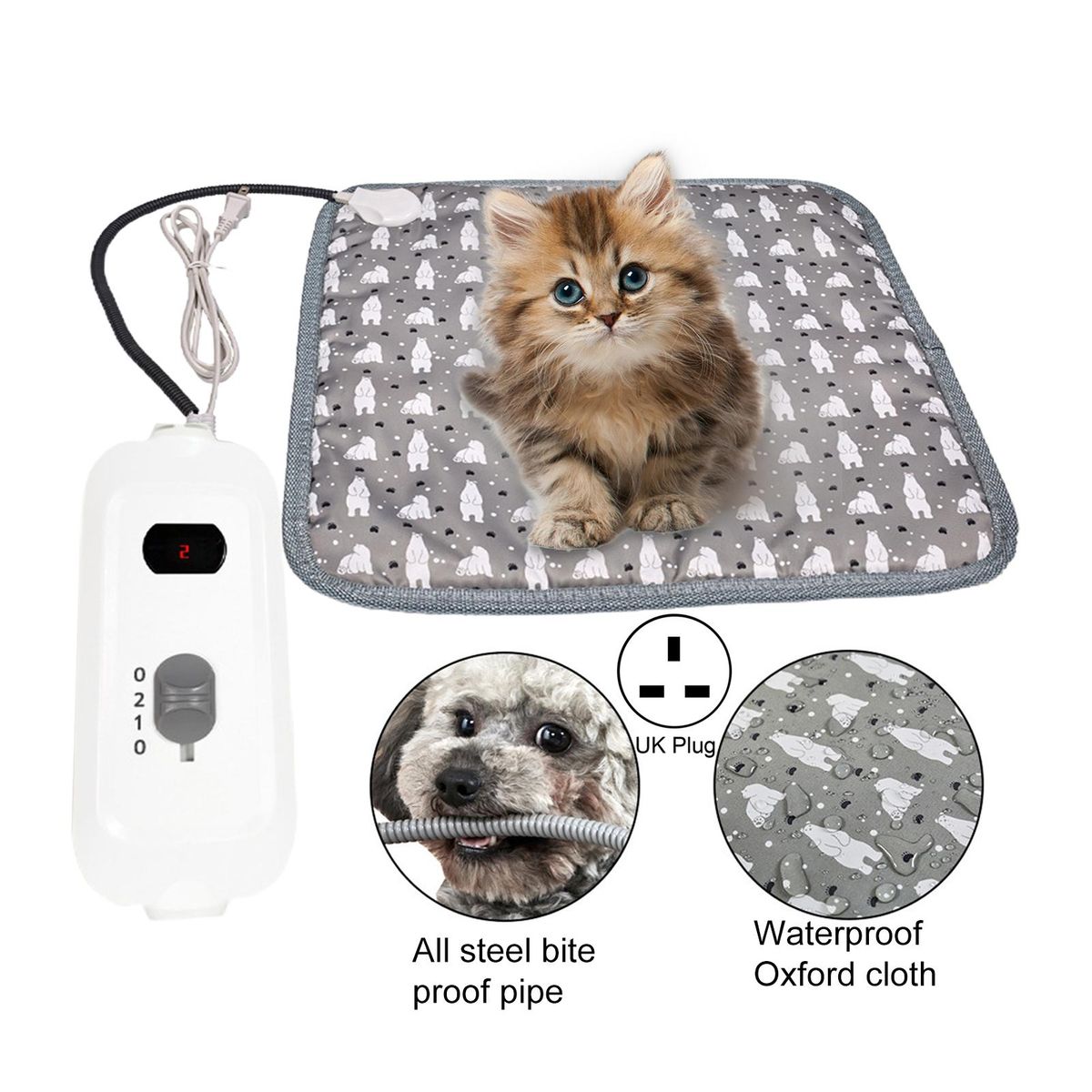 Dog Heating Blanket Dog Cat Bed Chair Electric Mat UK Plug