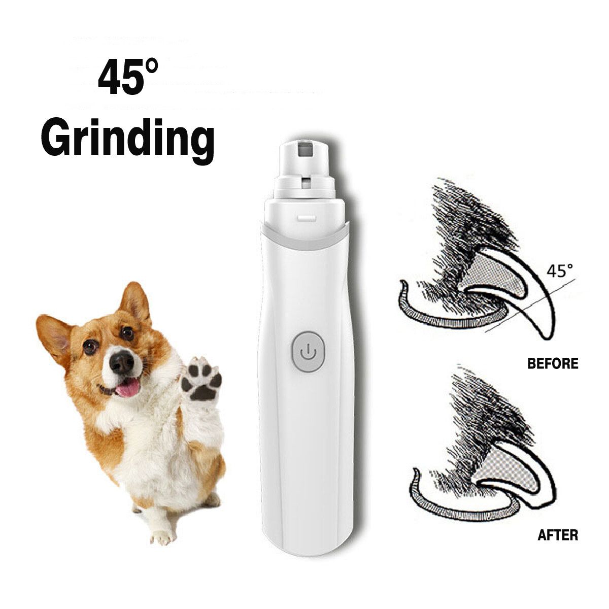 Rechargeable Pet Dog Paw Nail File Claw Toe Grooming Grinder Trimmer Tow Clipper Green