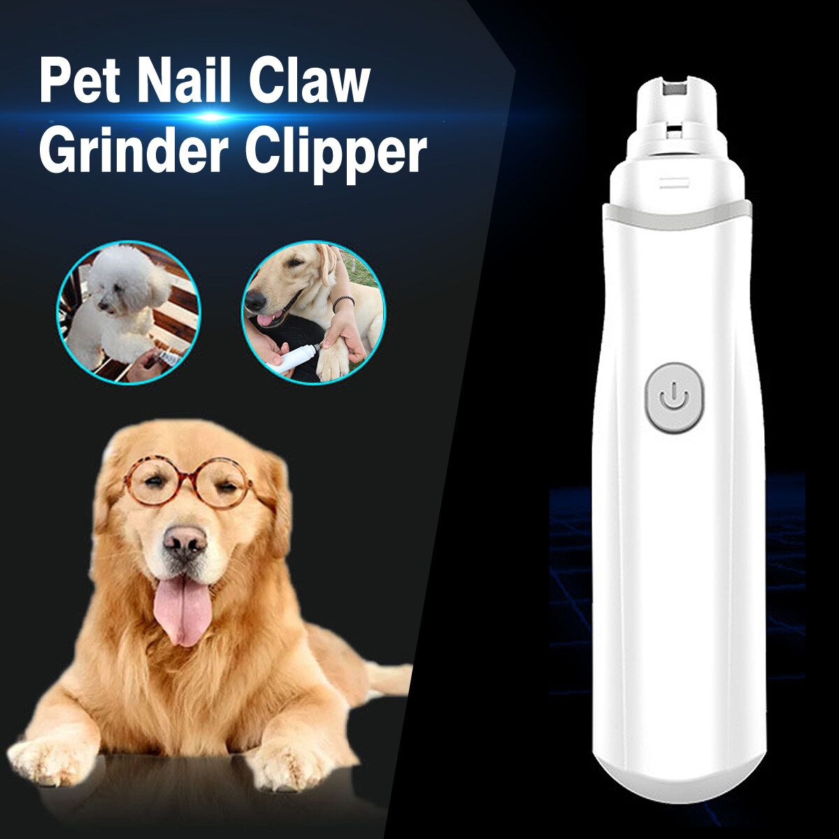 Rechargeable Pet Dog Paw Nail File Claw Toe Grooming Grinder Trimmer Tow Clipper Green