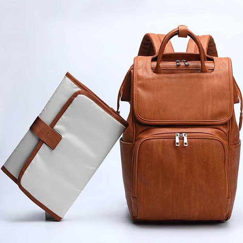 (brown)Fashion PU Leather Mummy Maternity Nappy Bags With