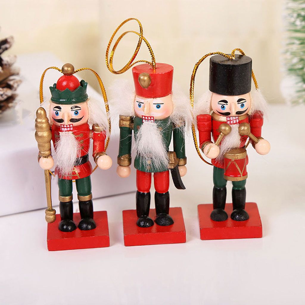 3- 10cm Mini Wooden Nutcracker Soldier Ornaments Set