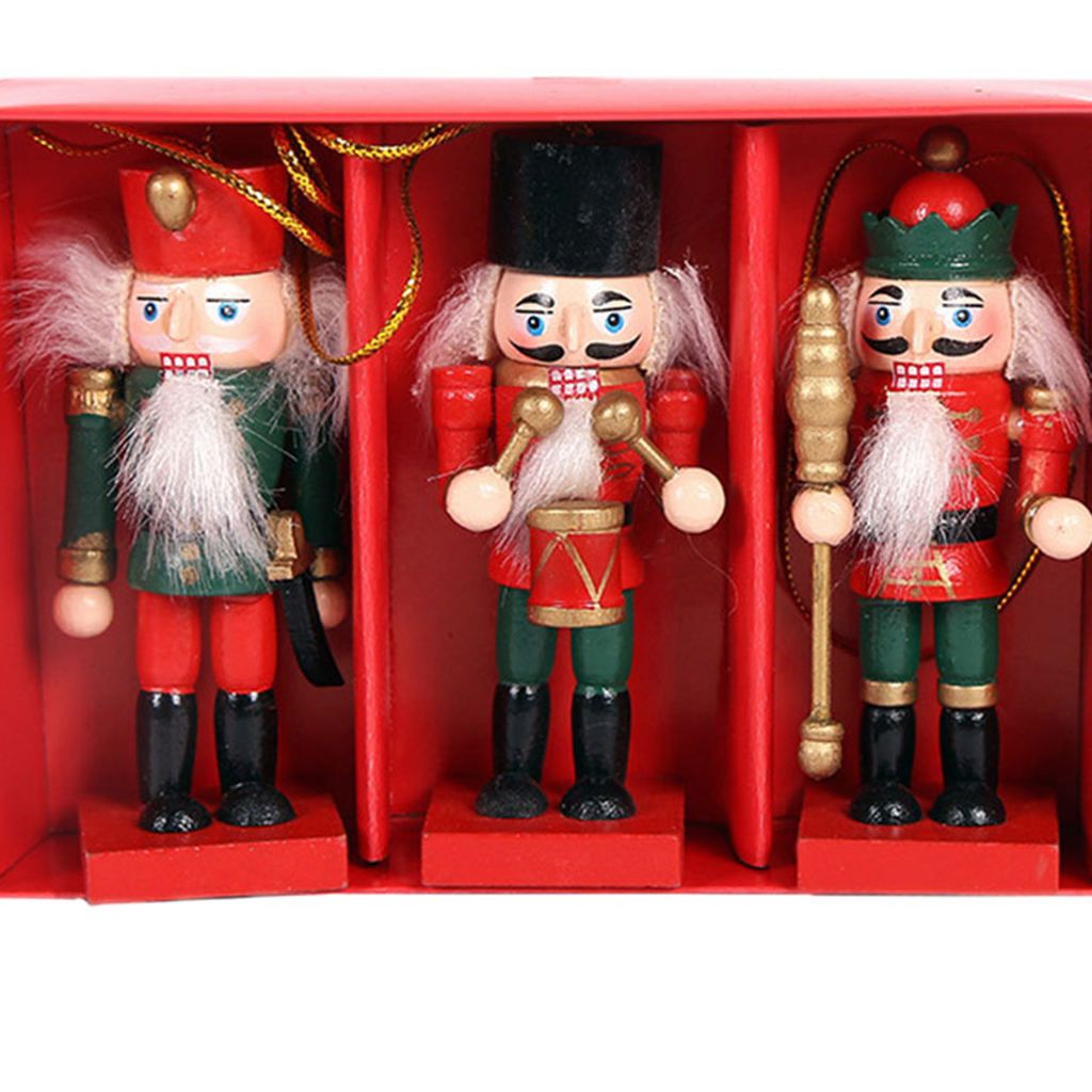 3- 10cm Mini Wooden Nutcracker Soldier Ornaments Set