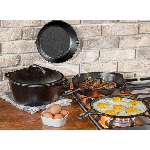 Lodge Induction Cast Iron Skillet Pan Set 2 Pieces