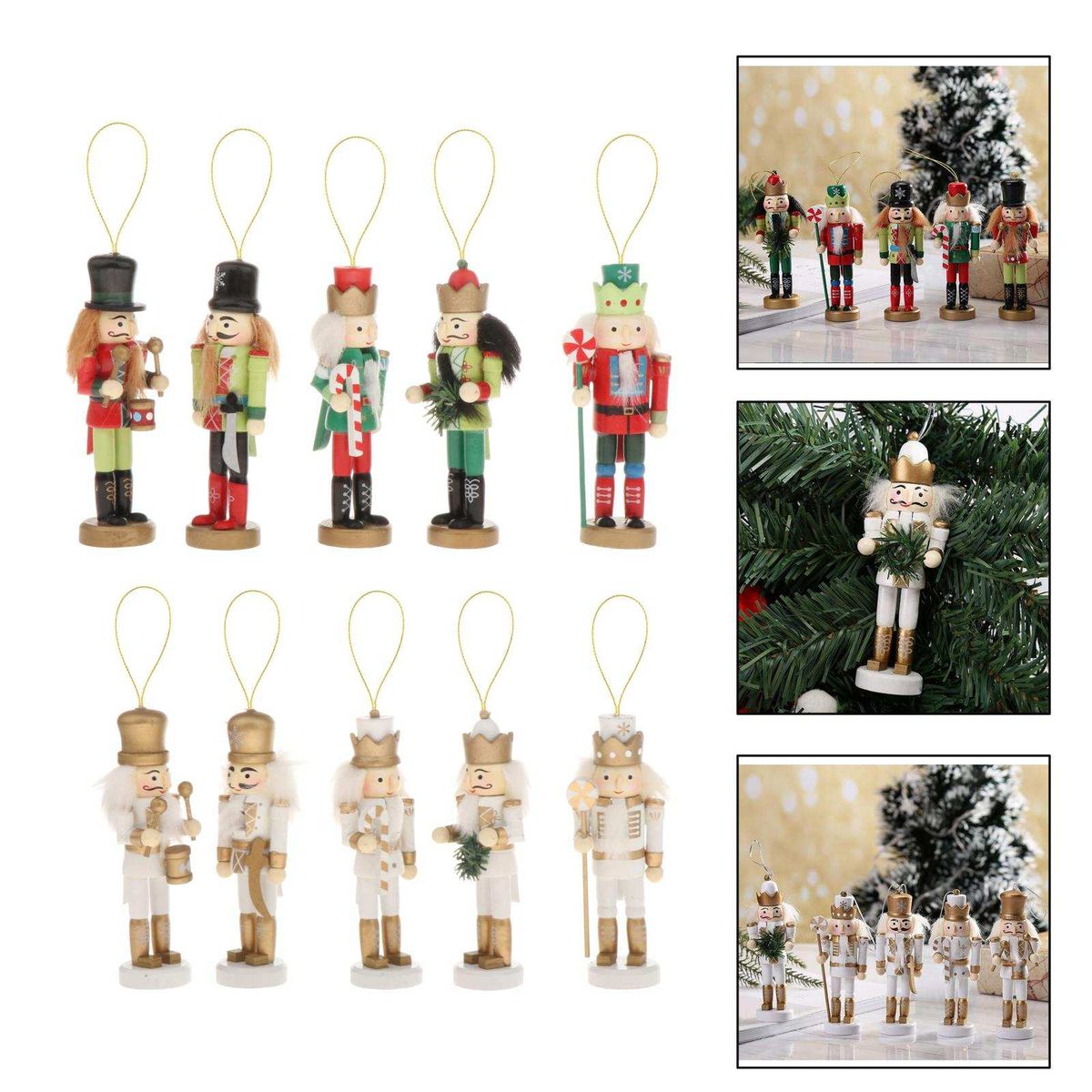 3x 5 / Set Christmas Nutcracker Soldier Home Decor Wooden