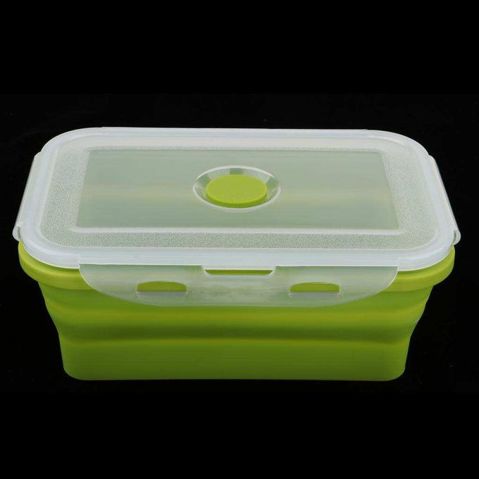 Silicone Collapsible Lunch Bento Box Portable Food 1200ML Green