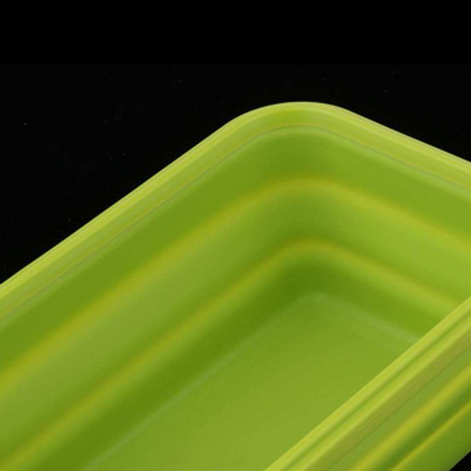 Silicone Collapsible Lunch Bento Box Portable Food 1200ML Green