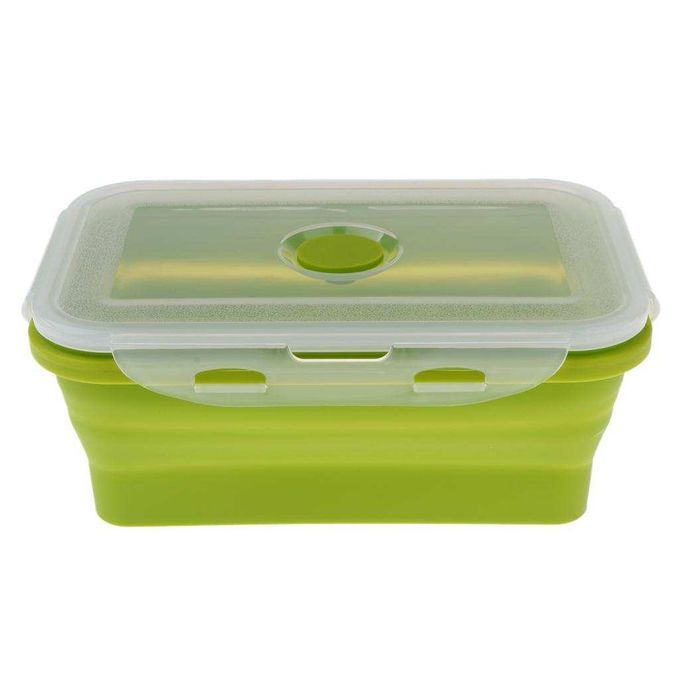 Silicone Collapsible Lunch Bento Box Portable Food 1200ML Green