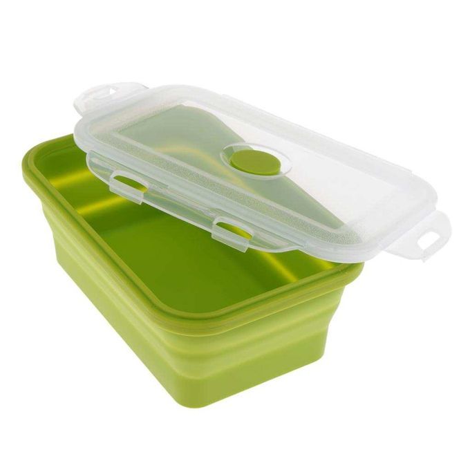 Silicone Collapsible Lunch Bento Box Portable Food 1200ML Green