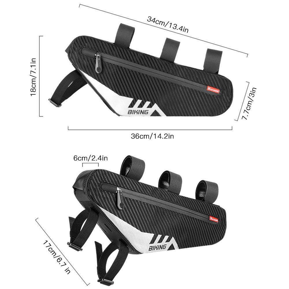 Waterproof Bicycle Bag Cycling Tube Front Frame Bag Repair Tools Large Capacity MTB Road Bike Bag Triangle Pouch Frame Holder Bicycle Storage Bag Bike Accessories