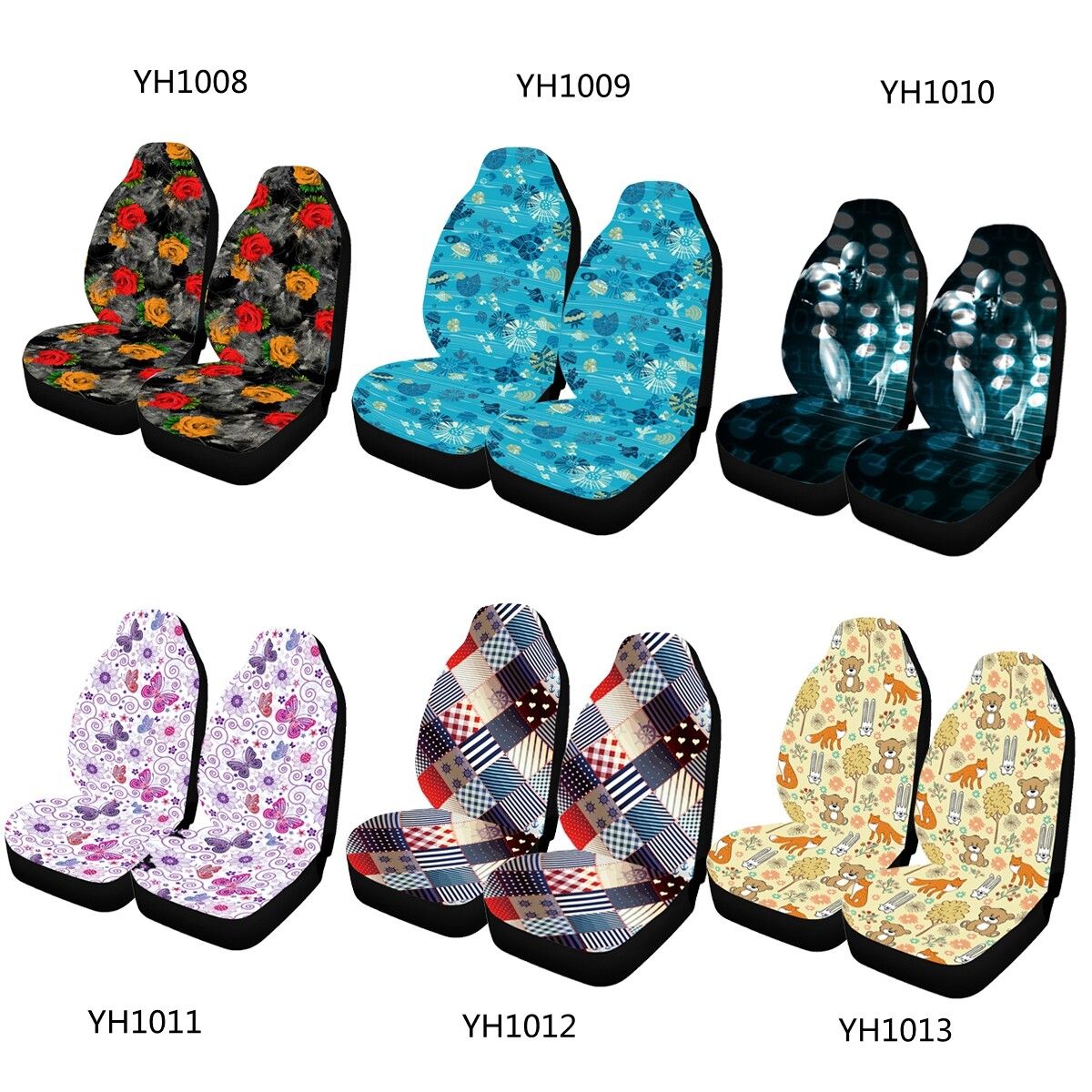 2-Pack Blanket Front Bucket Car Seat Covers High Back W/Belt Pad For Sedan SUV YH1019