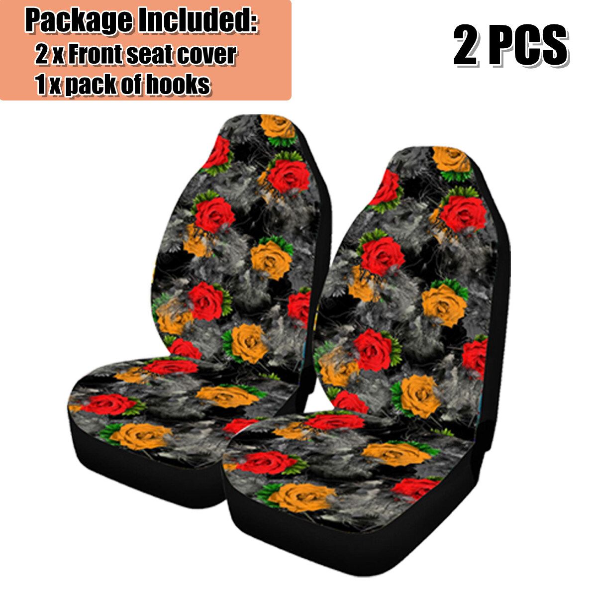 2-Pack Blanket Front Bucket Car Seat Covers High Back W/Belt Pad For Sedan SUV YH1019