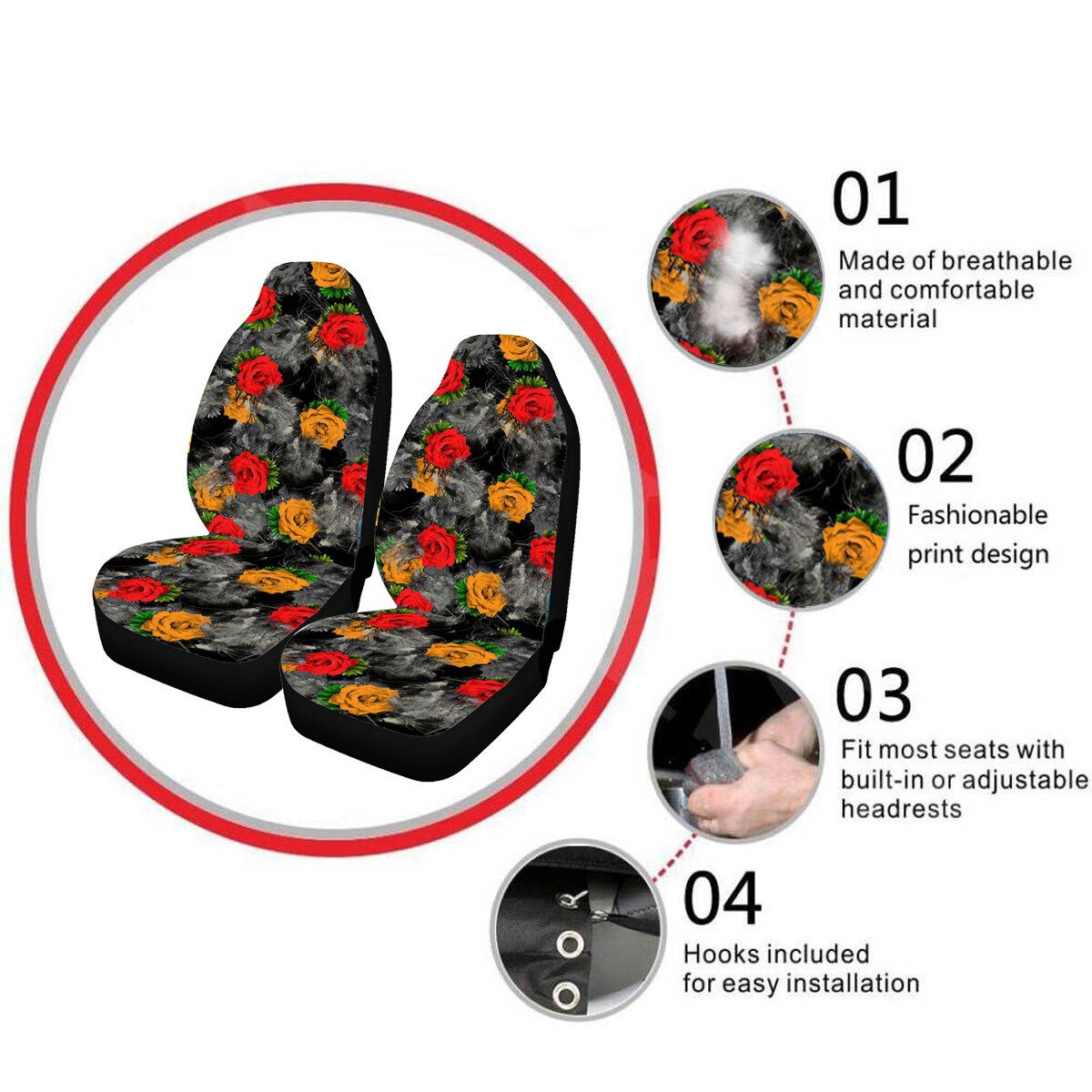 2-Pack Blanket Front Bucket Car Seat Covers High Back W/Belt Pad For Sedan SUV YH1019