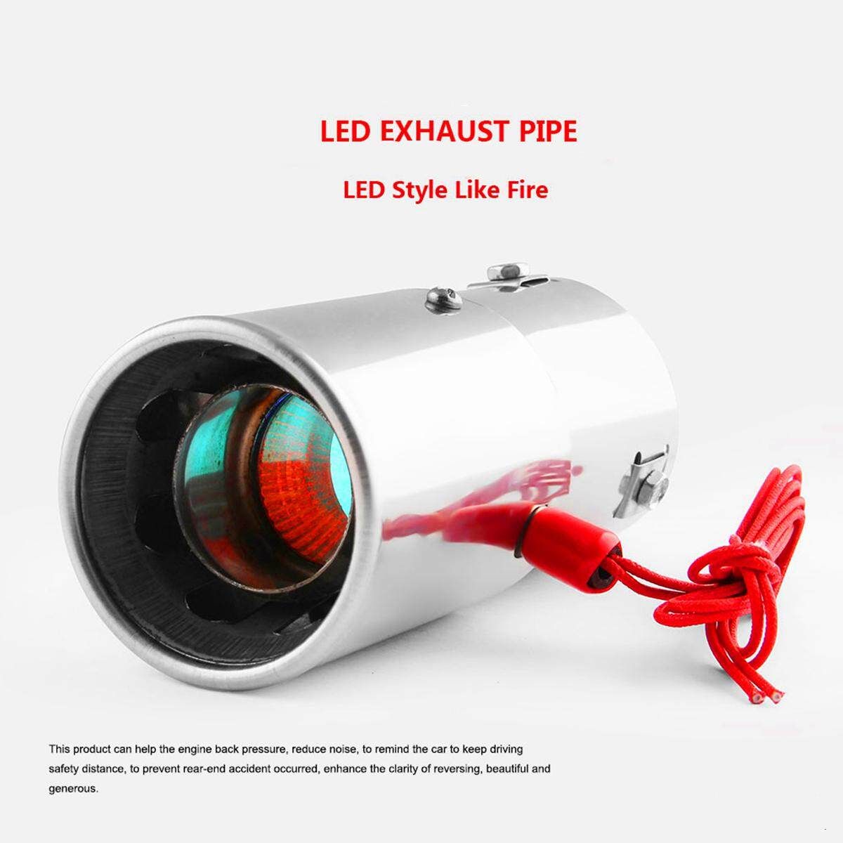 Superb Car LED Exhaust Pipe Spitfire Red Light Flaming Muffler Tip Universal