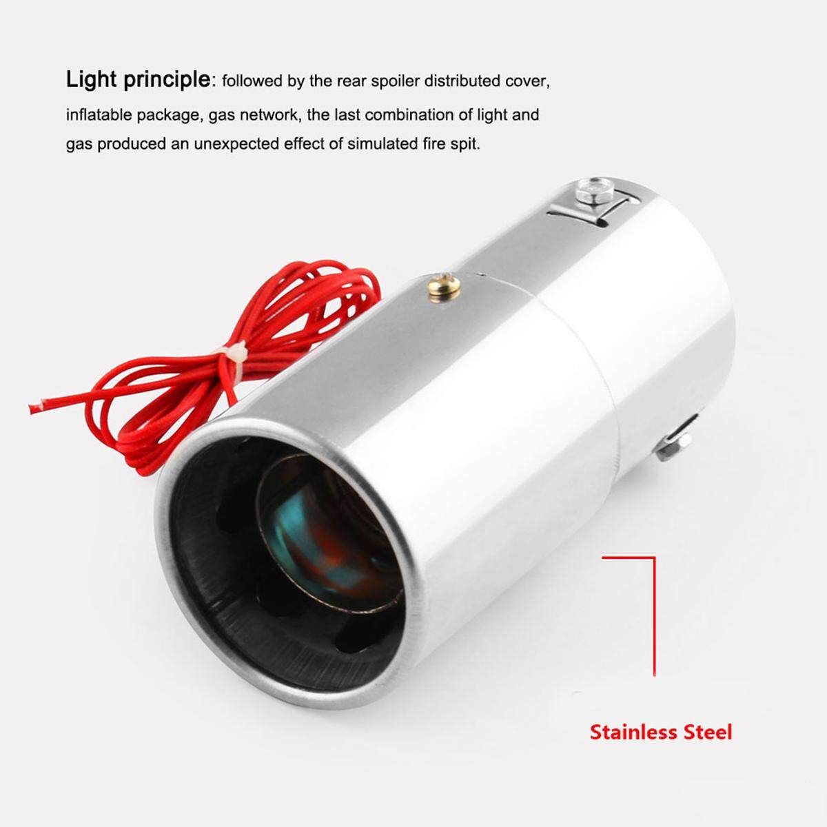 Superb Car LED Exhaust Pipe Spitfire Red Light Flaming Muffler Tip Universal