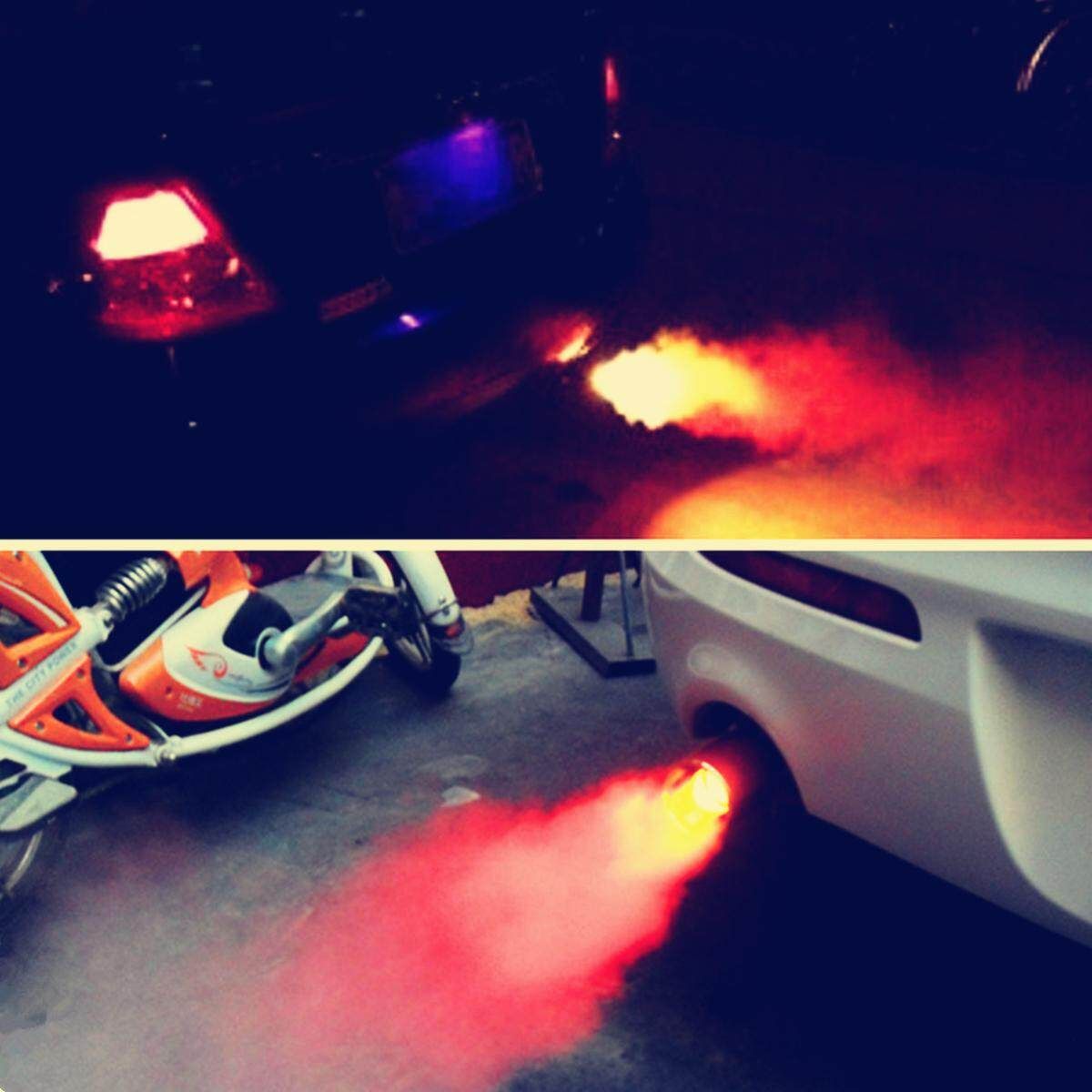 Superb Car LED Exhaust Pipe Spitfire Red Light Flaming Muffler Tip Universal