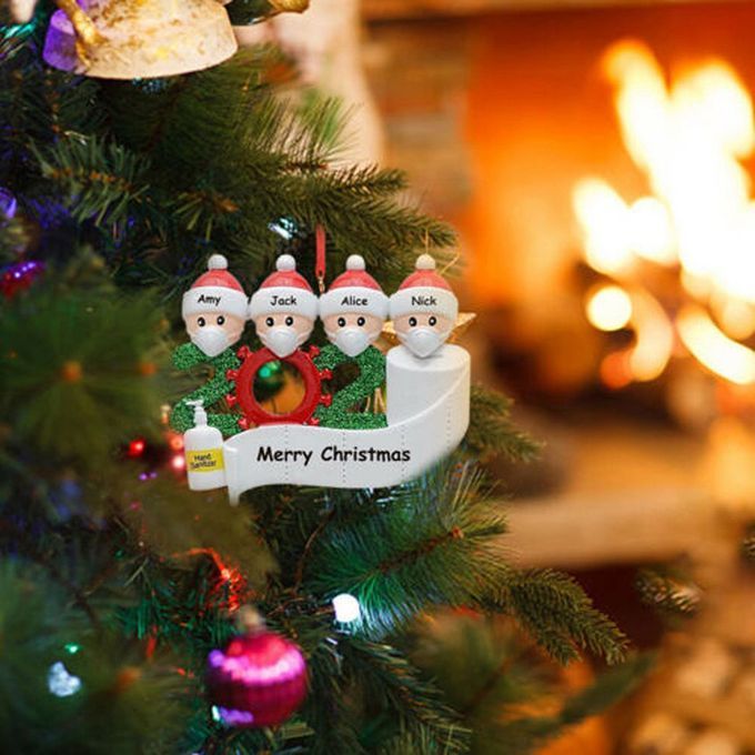 Hristmas Family Pendant Person Zed  Hristmas Tree Ornaments Holiday De Orations Gift PV  Material DIY Name Blessing-Red-2 Heads