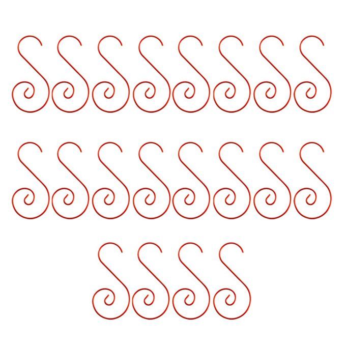 20pcs Christmas Decoration Hooks S Shaped Hanger Small-Red