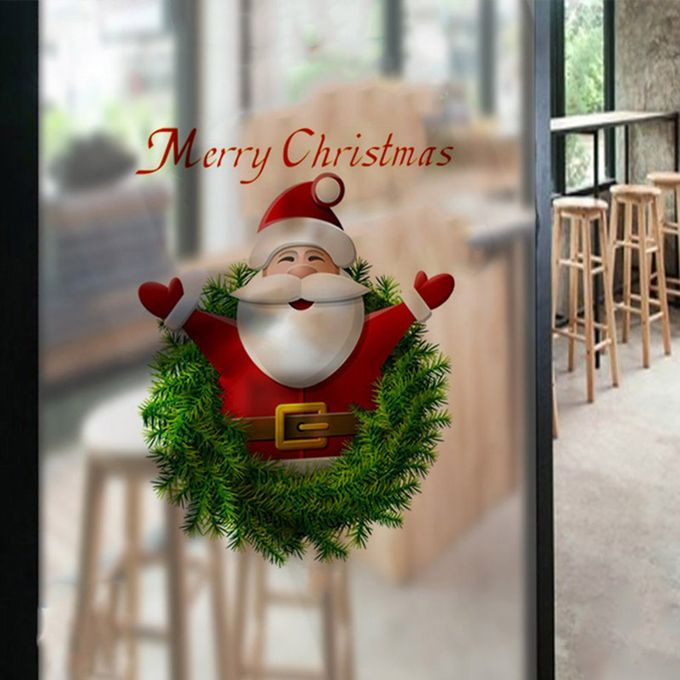 Hristmas  Reative Murals Santa  Laus Window Gl  Door Pv  Wall Sti Kers-multi Olor