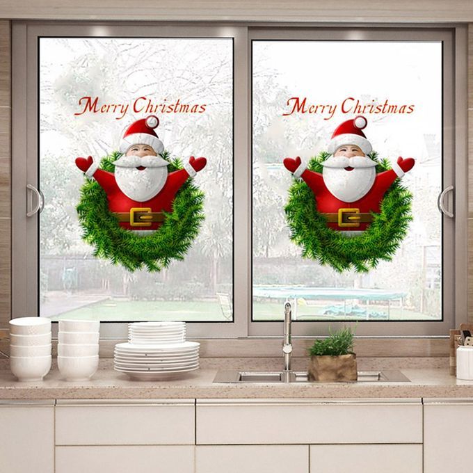 Hristmas  Reative Murals Santa  Laus Window Gl  Door Pv  Wall Sti Kers-multi Olor