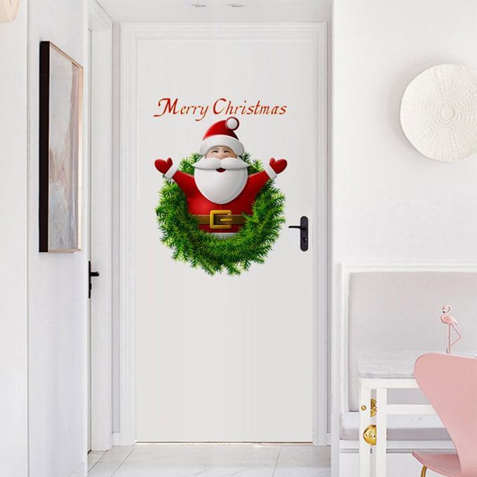 Hristmas  Reative Murals Santa  Laus Window Gl  Door Pv  Wall Sti Kers-multi Olor