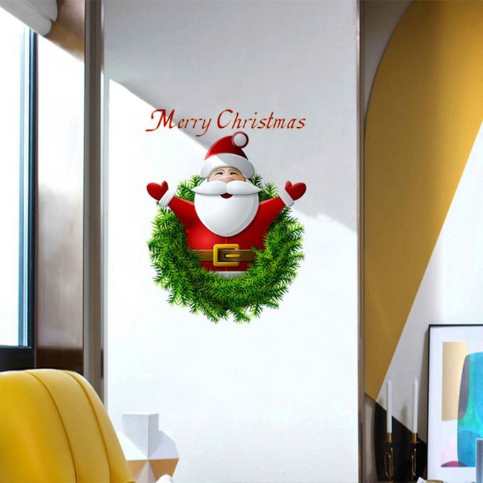 Hristmas  Reative Murals Santa  Laus Window Gl  Door Pv  Wall Sti Kers-multi Olor