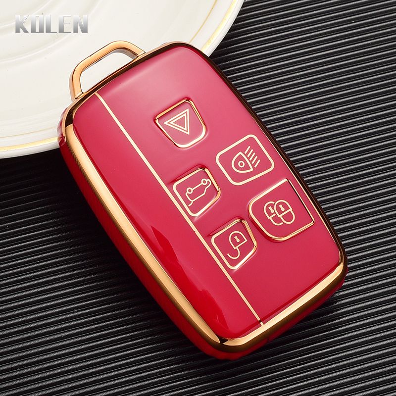 Plating TPU Car Key Case Shell Cover Fob Ford Rover Range Rover Evoque Sport-Red