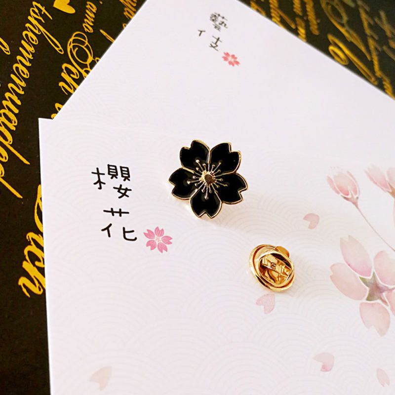 Flower Metal Brooch Pin Women Sweater Shirt-Black