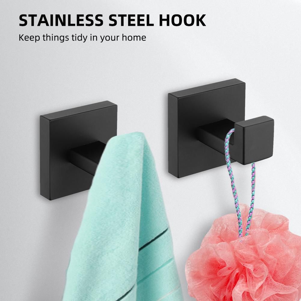 2 Pcs Wall Hooks Towel Hooks Black Made of 304 Stainless Steel Hooks Anti-rust Hooks Waterproof Hooks Bathroom Accessories Coat Hooks